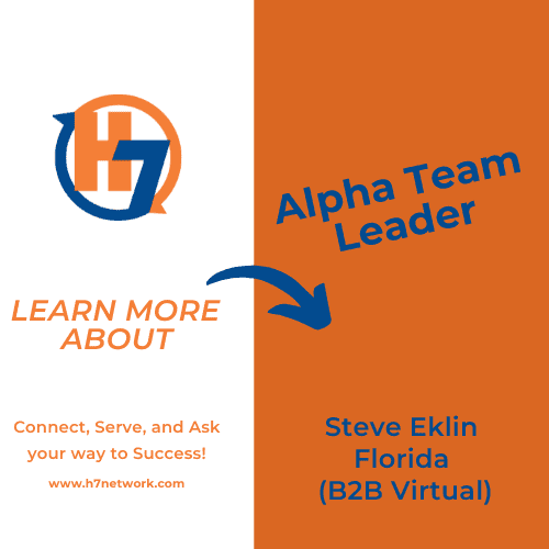 Empowering Leaders: Join Steve Eklin's Mission 1 Discover how Steve Eklin fosters connections to empower leaders and drive success through genuine relationships in the H7 Network Florida B2B group.